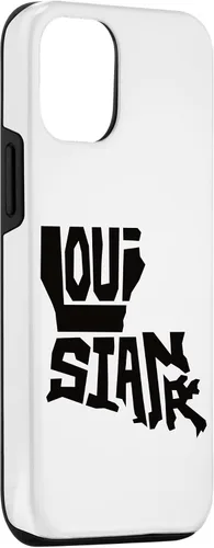 Vista 3 de iPhone 15 Patriotic Home State Map of Louisiana Text Art Shape Design Case