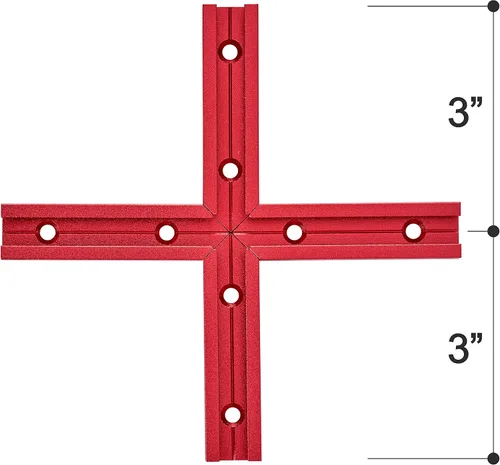 Vista 4 de Kit de intersección de riel en T de 3 pulgadas con tornillos para madera - Perfil universal de riel en T de doble corte con orificios de montaje