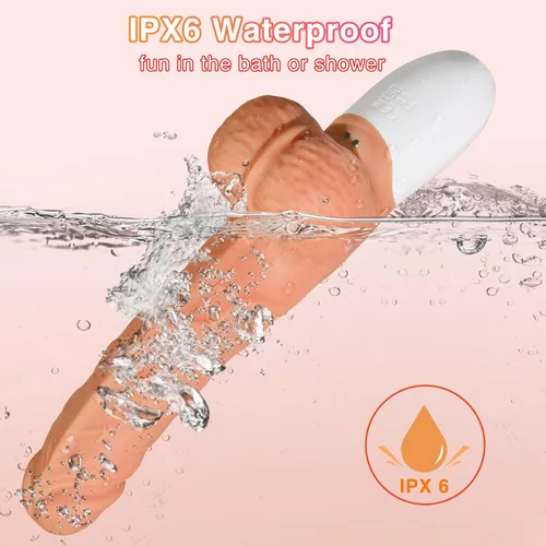 Vista 7 de Máquina sexual de empuje con consolador realista para mujeres con 10 modos de vibración y empuje para estimulación del punto G, clítoris y anal