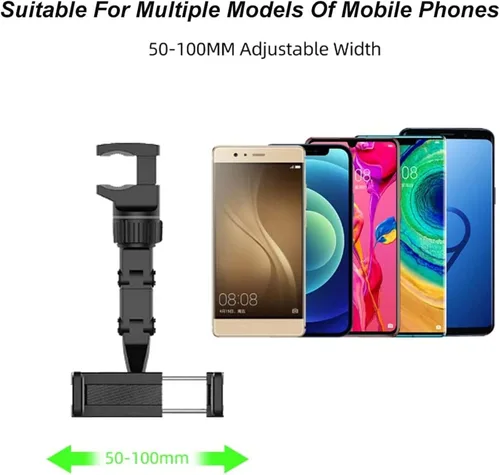 Vista 4 de Soporte de teléfono para espejo retrovisor ajustable de 360°, soporte para teléfono celular de automóvil, multifunción, estable, para automóvil