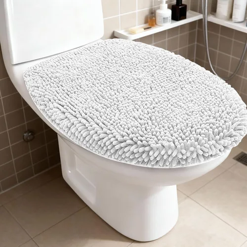 Vista 24 de RUN HELIX Juego de 4 alfombras de baño antideslizantes, suaves, peludas y absorbentes, con tapete de inodoro en forma de U, color negro