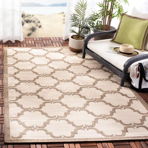 Vista 38 de SAFAVIEH Alfombra lavable al aire libre Courtyard Collection - 9 x 12 pies, beige y terracota, no desprende pelusa y fácil limpieza, ideal