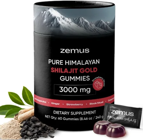 Vista 7 de Zemus Gomitas Shilajit puras del Himalaya I Lab Probadas I Mezcla sinérgica de Ashwagandha y complejo de 5 hongos Ácido fúlvico y 85+, minerales