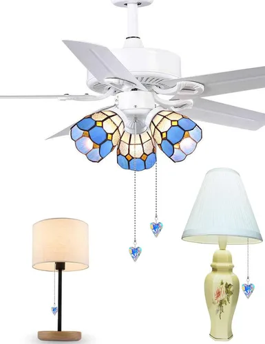Vista 7 de Extensor de cadena para ventilador de techo, paquete de 2 cadenas decorativas de corazón de cristal de 12 pulgadas para ventiladores de techo