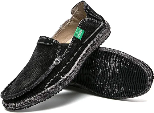 Vista 5 de CASMAG Zapatos de tela para hombre, estilo casual, zapatos de lona antideslizantes para ocio, estilo vintage, zapatos náuticos planos