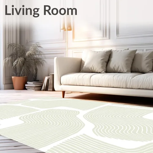 Vista 2 de 9'x12' Washable High Traffic Area Rug, Zen Garden, Flatwoven Area Rugs for Living Room, Bedroom (Beige Green,9x12)