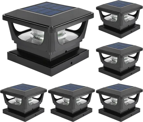 Vista 10 de FVTLED Paquete de 2 luces solares para tapa de poste, impermeables IP65 para exteriores, encendido/apagado automático, 120 lúmenes, 6500 K, blanco