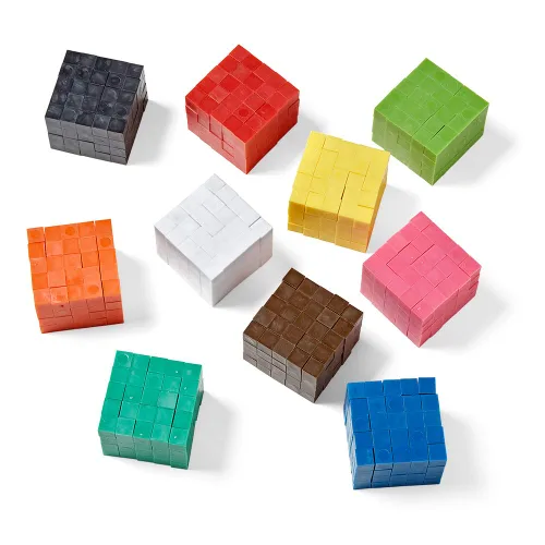 Vista 2 de hand2mind Bloques de plástico, cubos de conteo para matemáticas de niños, bloques de 0.4 in para manualidades preescolares, manipuladores