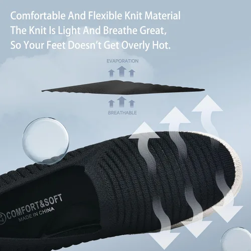 Vista 3 de Women Casual Slip on Walking Shoes Comfortable Knitted Hands Free Slip ins Sneakers with Arch Support Fashion Work Nurse Tennis Shoes