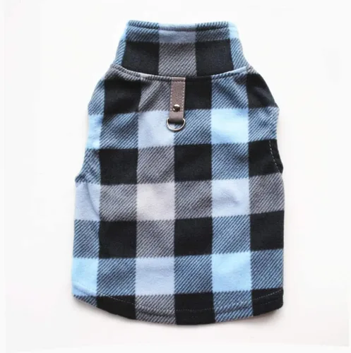 Vista 6 de Suéter para perro, chaleco de forro polar suave con anillo para correa, chaqueta pullover de invierno para mascotas, ropa para cachorros, perros