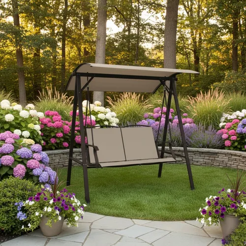 Vista 2 de Garden Winds Durable 350 Reemplazo Canopy Top Compatible con Dos Personas Sling Swing Modelo SW-RK939 - Beige