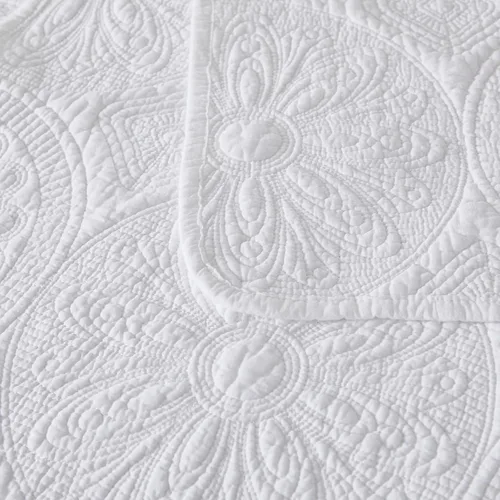 Vista 7 de Brandream juego de cama de lujo de 3 piezas, color blanco, de gran tamaño, juego de edredón, tamaño queen