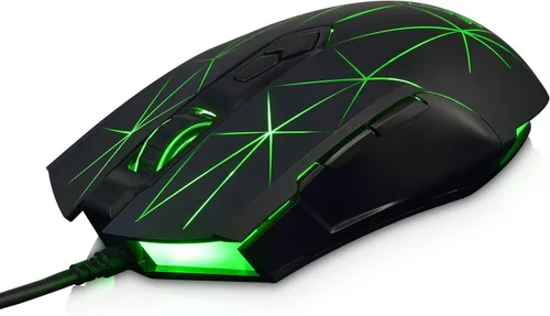 Vista 2 de Mouse para jugadores USB Ajazz Firstblood Watcher con patrón RGB retroiluminado de 2400 DPI 7 Botones Programables AJ52 Negro Star Black