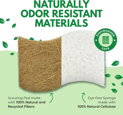 Vista 2 de AIRNEX - Esponja de cocina natural biodegradable - Esponja compostable de celulosa y fibra de coco (paquete de 6)
