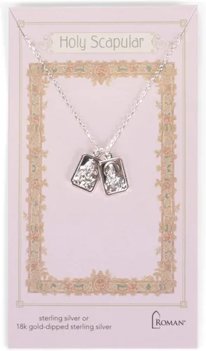 Vista 3 de Roman Collar doble de plata de ley escapular sagrado de 18 pulgadas de largo