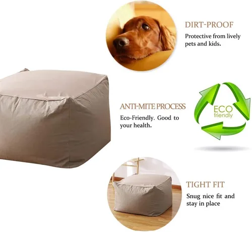Vista 4 de Funda de sofá perezosa, puf de tela de lino, puf puff para sala de estar, tatami, sillas acolchadas para adultos y niños (relleno no incluido), S1