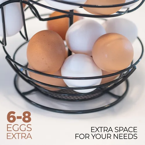 Vista 3 de Soporte para Huevos Frescos de Encimera, Dispensador de Huevos, Soporte para Huevos en Espiral con Cesta de Almacenamiento, Soporte para Huevos