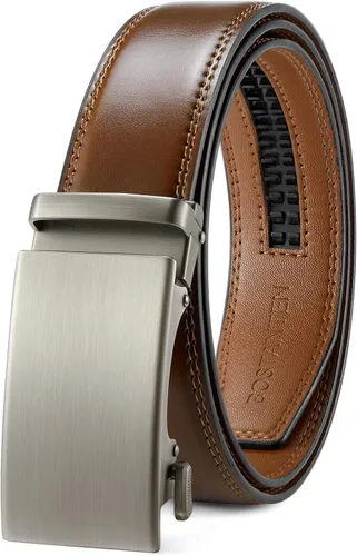 Vista 21 de BOSTANTEN - Cinturón de cuero para hombre con hebilla de rátchet para vestir y casual con hebilla ajustable, corte para adaptarse
