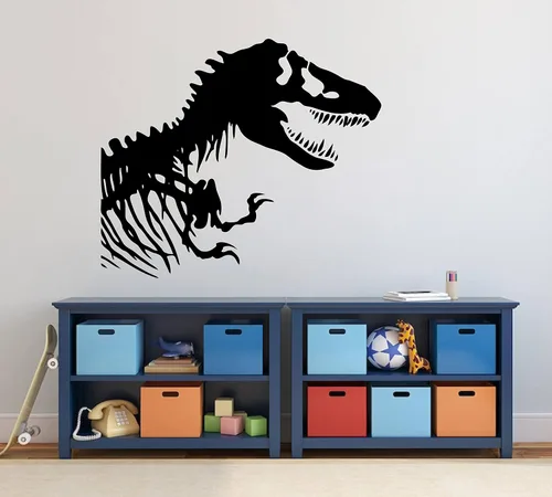 Vista 2 de Calcomanía de pared de dinosaurio, calcomanías de vinilo T-Rex, letrero de dinosaurio, tiranosaurio Rex, decoración de pared extraíble para Negro