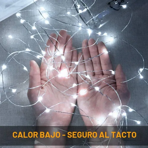 Vista 2 de Paquete de 24 luces de hadas que funcionan con pilas [3 modos], 2,1 metros, 20 luces LED mini centelleantes, impermeables, con alambre plateado