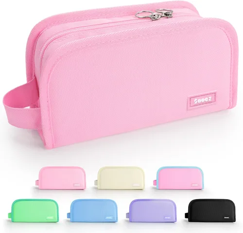 Vista 10 de Sooez - Estuche para lápices con apertura amplia, estuche organizador de gran capacidad para artículos de papelería, bolsa estética para lápices