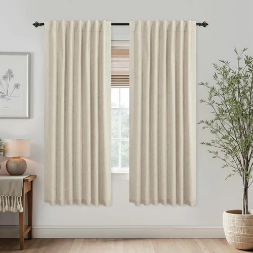 Vista 117 de KOUFALL - Cortinas de medio estilo francés de lino para ventana, juego de 2 cortinas cortas de 40 pulgadas de longitud, para privacidad, cortinas