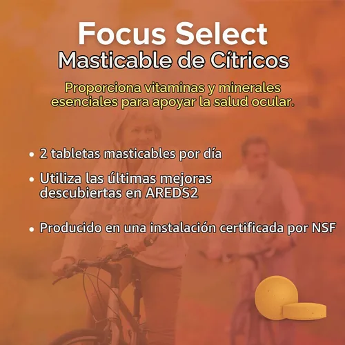 Vista 4 de Focus Select AREDS2 - Suplemento masticable de vitaminas y minerales para ojos (180 unidades, suministro para 90 días) Masticable para ojos
