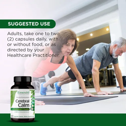 Vista 5 de Emerald Labs Calma cerebral - Suplemento de salud cerebral con GABA, Albion Magnesio, Manzanilla y Suntheanine L-Teanina - Suplemento calmante