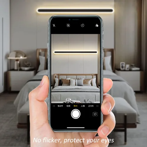 Vista 4 de Paquete de 2 luces LED de pared modernas de 47 pulgadas de largo, 24 W, blanco cálido, 110 V, lámpara de pared rectangular negra, elegante acrílico