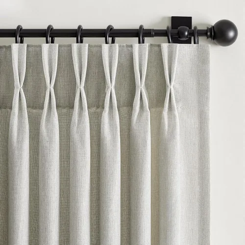 Vista 17 de 2 paneles de cortinas plisadas de lino beige de 84 pulgadas de largo, para dormitorio y sala de estar, cortina plisada con ganchos y pestaña trasera