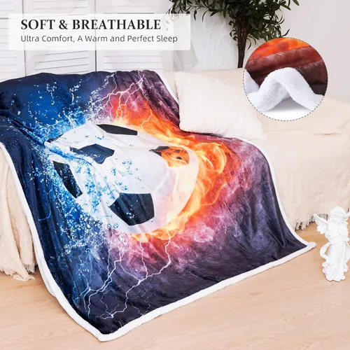 Vista 3 de Manta de fútbol, manta de fútbol, manta de franela suave, manta de fútbol adorable para niños, manta de cama súper suave de franela para sofá