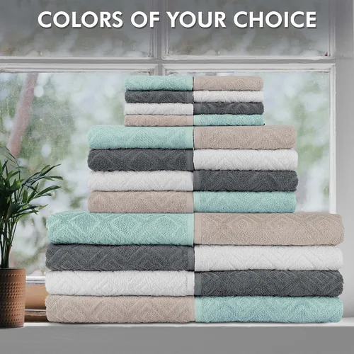 Vista 7 de Nine West - Juego de toallas de lujo de 6 piezas, fabricadas con 100% algodón turco, altamente absorbentes y cómodas, incluye 2 toallas de baño, 2