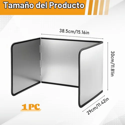 Vista 2 de Protector de salpicaduras plegable de acero inoxidable, protección contra salpicaduras de aceite, protector contra salpicaduras para freír