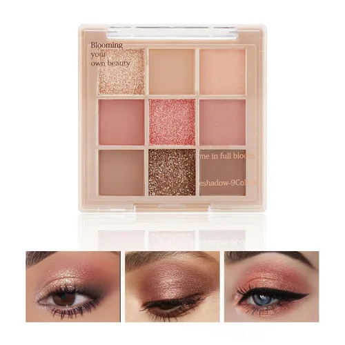 Vista 26 de Boobeen Paleta de sombras de ojos nude – maquillaje mate y brillante, polvo cremoso altamente pigmentado para sombra de ojos, crea un aspecto