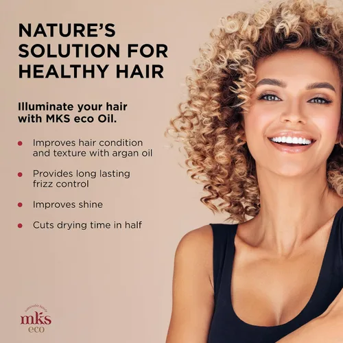 Vista 3 de MKS eco Oil - Elixir de peinado para el cabello, aceite de argán marroquí, aceite de semilla de cáñamo, hidrata y nutre el cabello, controla