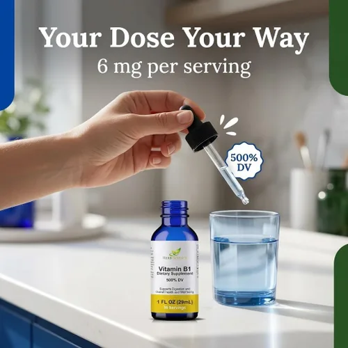 Vista 3 de Gotas líquidas de vitamina B1, suplemento diario de tiamina para apoyar la digestión, el sistema nervioso, la salud cardíaca, el alivio del estrés