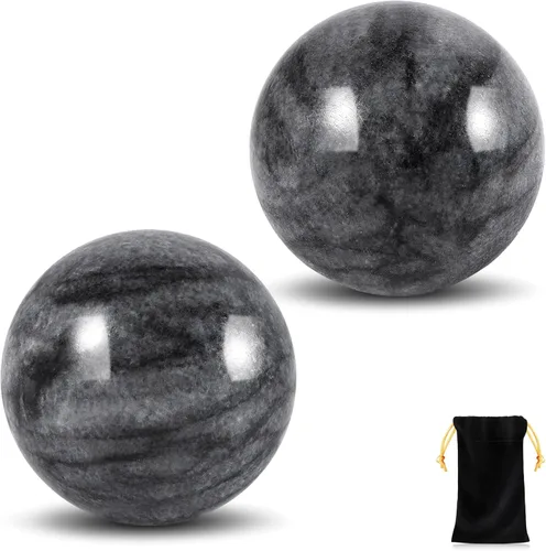 Vista 11 de Learay 2 bolas Baoding, bolas de Baoding para terapia de manos, bolas de masaje de ejercicio de salud chinas con bolsa de transporte para aliviar