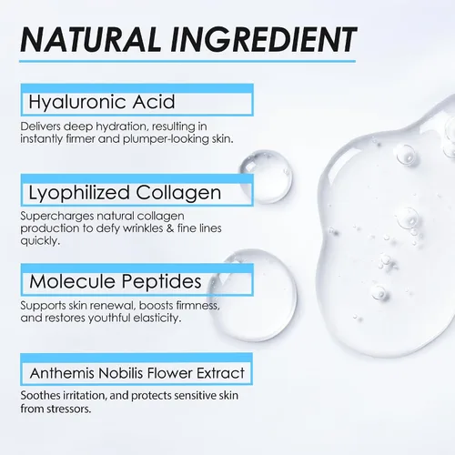 Vista 3 de Noviqo Colágeno liofilizado para cara, mascarillas de belleza, antiarrugas liofilizadas, sistema de colágeno de nano-seda, tratamiento instantáneo