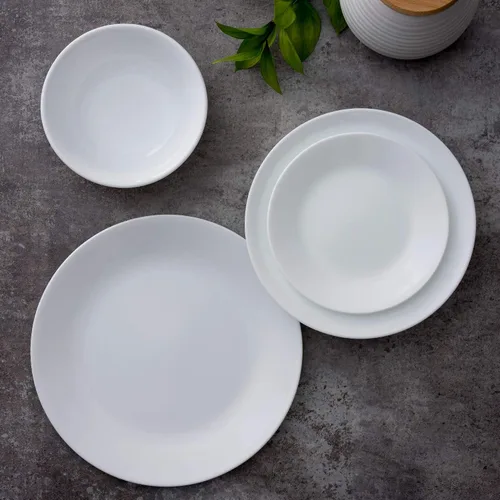 Vista 2 de Corelle Vitrelle - Juego de 8 platos para ensalada y aperitivos de 6.75 pulgadas, vidrio de triple capa y resistente a las astillas, platos redondos