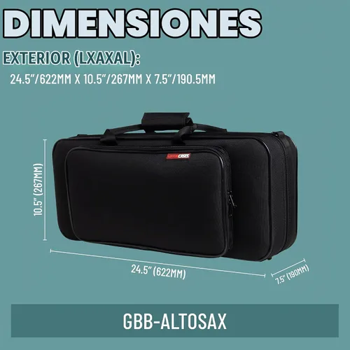 Vista 6 de Gator Cases Largo Series - Funda ligera para principiantes para saxofón alto Eb (GBB-ALTOSAX)