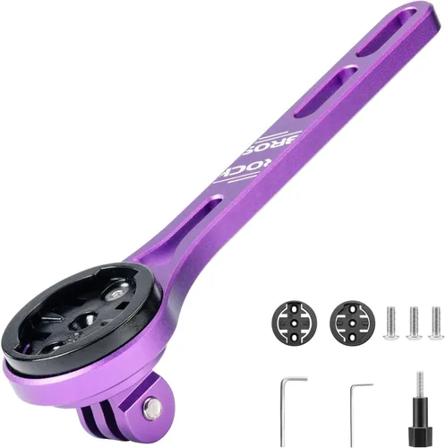 Vista 8 de ROCKBROS Combo GoPro de montaje para manillar delantero para computadora de bicicleta Aero handlebar mount with dual accessory support for bike