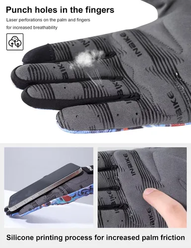 Vista 4 de INBIKE Guantes de ciclismo para hombres y mujeres, guantes de bicicleta transpirables con dedos completos, antideslizantes, pantalla táctil
