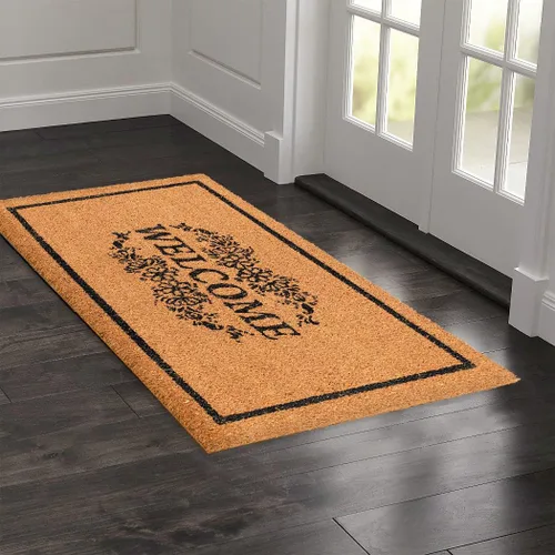 Vista 21 de LuxUrux Alfombra de Fibra de Coco de Bienvenida - Respaldo Extra Resistente, 17'' x 30'' Alfombra Natural para Puerta - Fácil de Limpiar, Hermoso