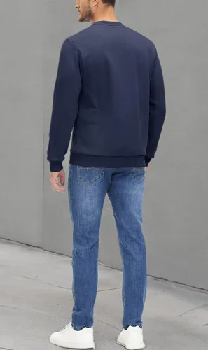 Vista 13 de MAGCOMSEN Sudadera de cuello redondo para hombre de manga larga casual cálida de forro polar