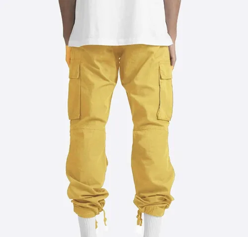 Vista 4 de Pantalones deportivos de estilo cargo con cordón para hombre, pantalones deportivos de moda al aire libre, pantalones deportivos casuales de pierna