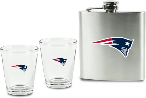 Vista 3 de Juego de vasos de chupito y petaca de acero inoxidable de la NFL