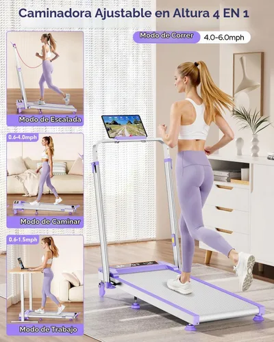 Vista 9 de Walking Pad Treadmill with 12% Incline & Adjustable Height, 4 in 1 Walking Pad with Handle Bar, 3.5HP Foldable Under Desk Treadmill, Portable