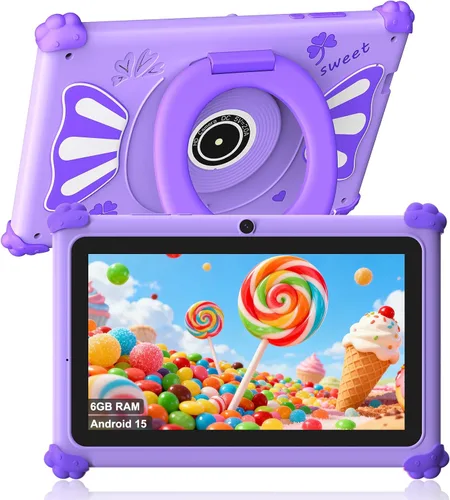 Vista 8 de ascrecem Kids Tablets 7 Inch Android 15 Toddler Tablet for Kids with 2.4G+5G WiFi6 Penta Core 6GB RAM 32GB ROM Childrens Tablet Dual Camera 128GB