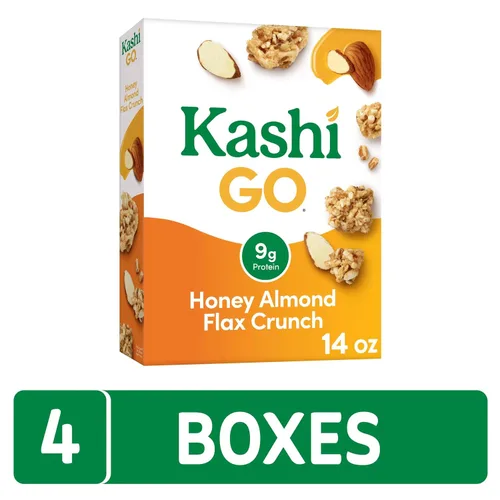 Vista 3 de Kashi Go - cereal para desayuno, miel de almendras Flax Crunch, proyecto verificado sin OMG, caja de 14 onzas (4 cajas)