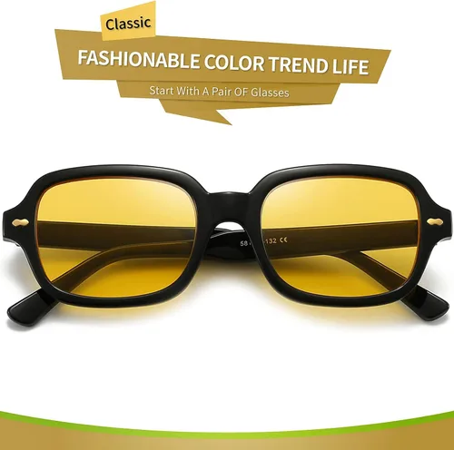 Vista 9 de Dollger Gafas de sol rectangulares retro para mujer gafas de sol cuadradas pequeñas protección UV 400 con marco tachonado